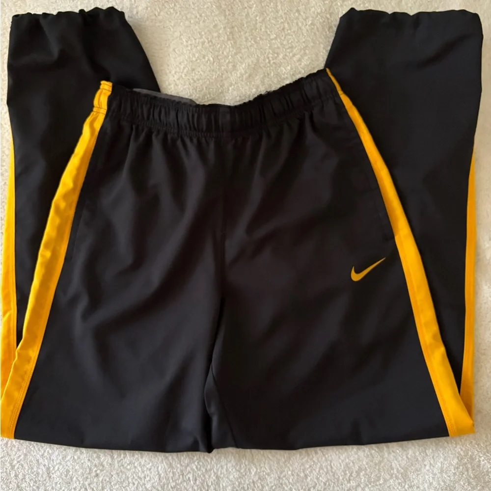 Nike Black and Yellow Sweatpants with Elastic Cuffs